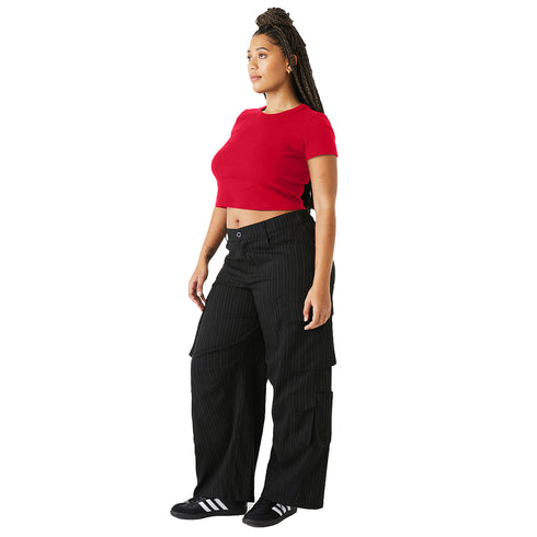 Women's Micro Rib Baby Tee Solid Red Blend model